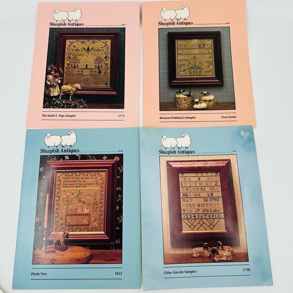 SHEEPISH DESIGNS Sampler Lot Cross stitch Patterns 1 4 5 7 Sarah E. Pope Sampler - Picture 1 of 16